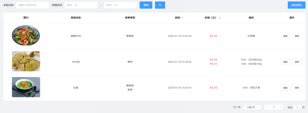 菜品管理、配料管理 菜品管理、配料管理